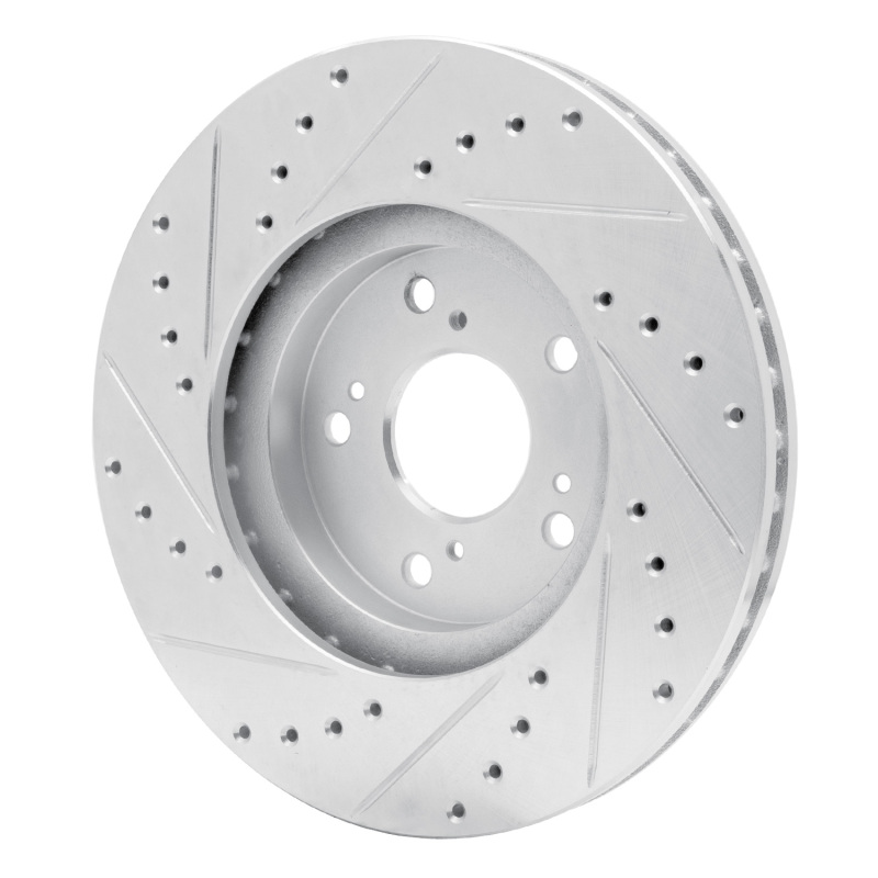 Acura TSX Brake Rotor (1) - Front Right - R1 Concepts - Drilled & Slotted - Silver - `99-`14
